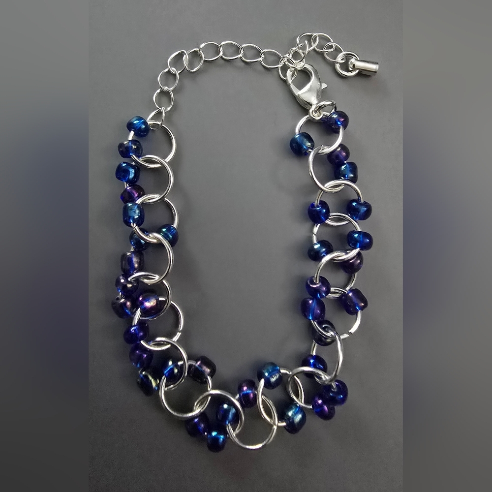Hand Crafted Blue and Silver Bracelet